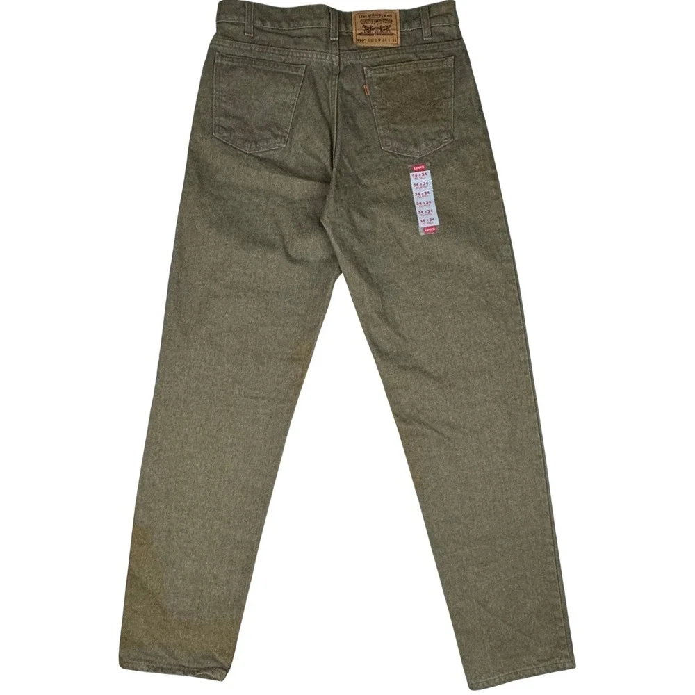 Vintage 90s Levi's 550 Orange Tab Jeans 34x34 (34x35) USA Made Olive Relaxed Fit